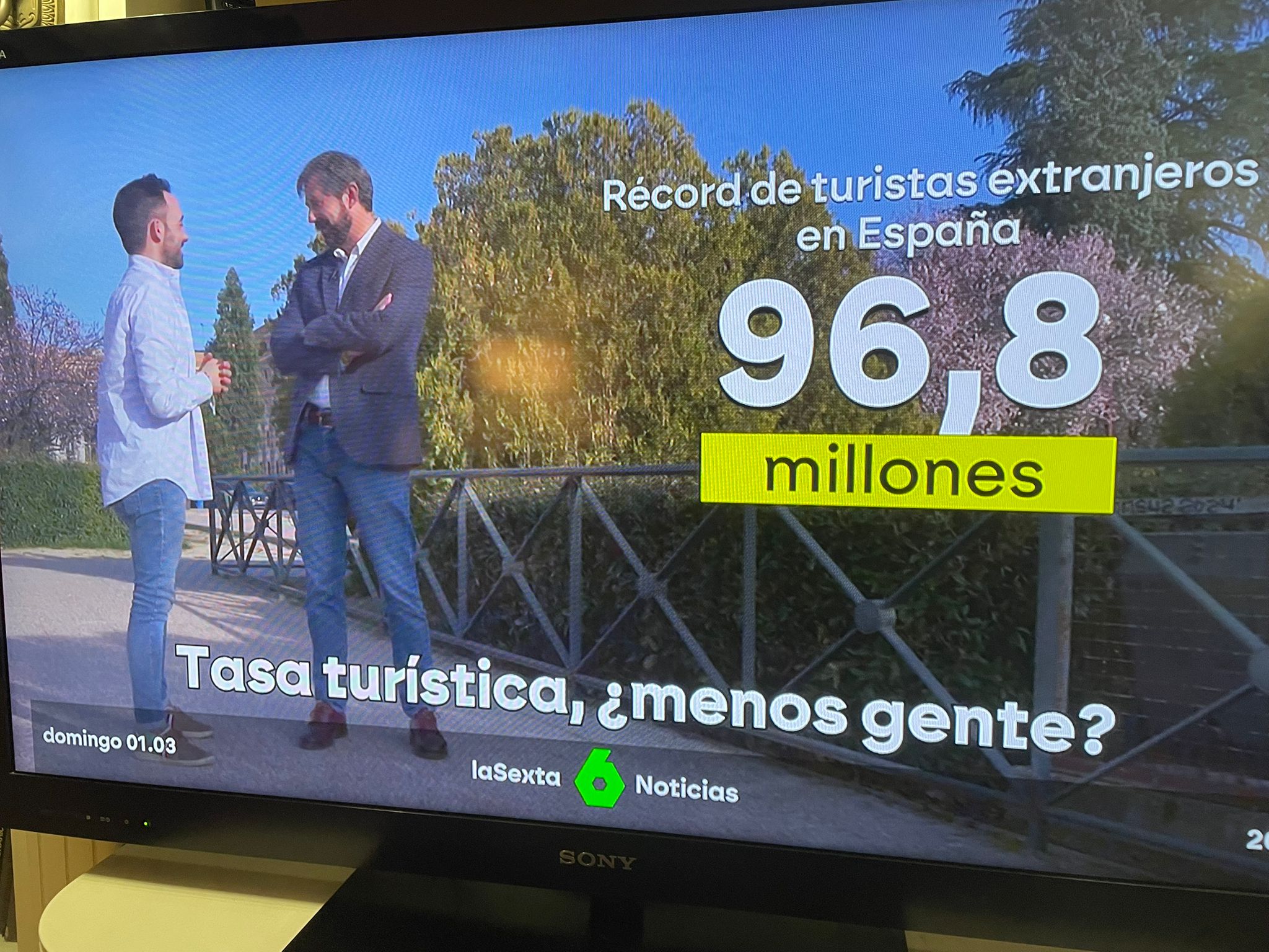 Manuel de la Calle en los informativos de La Sexta hablando de las tasas turísticas